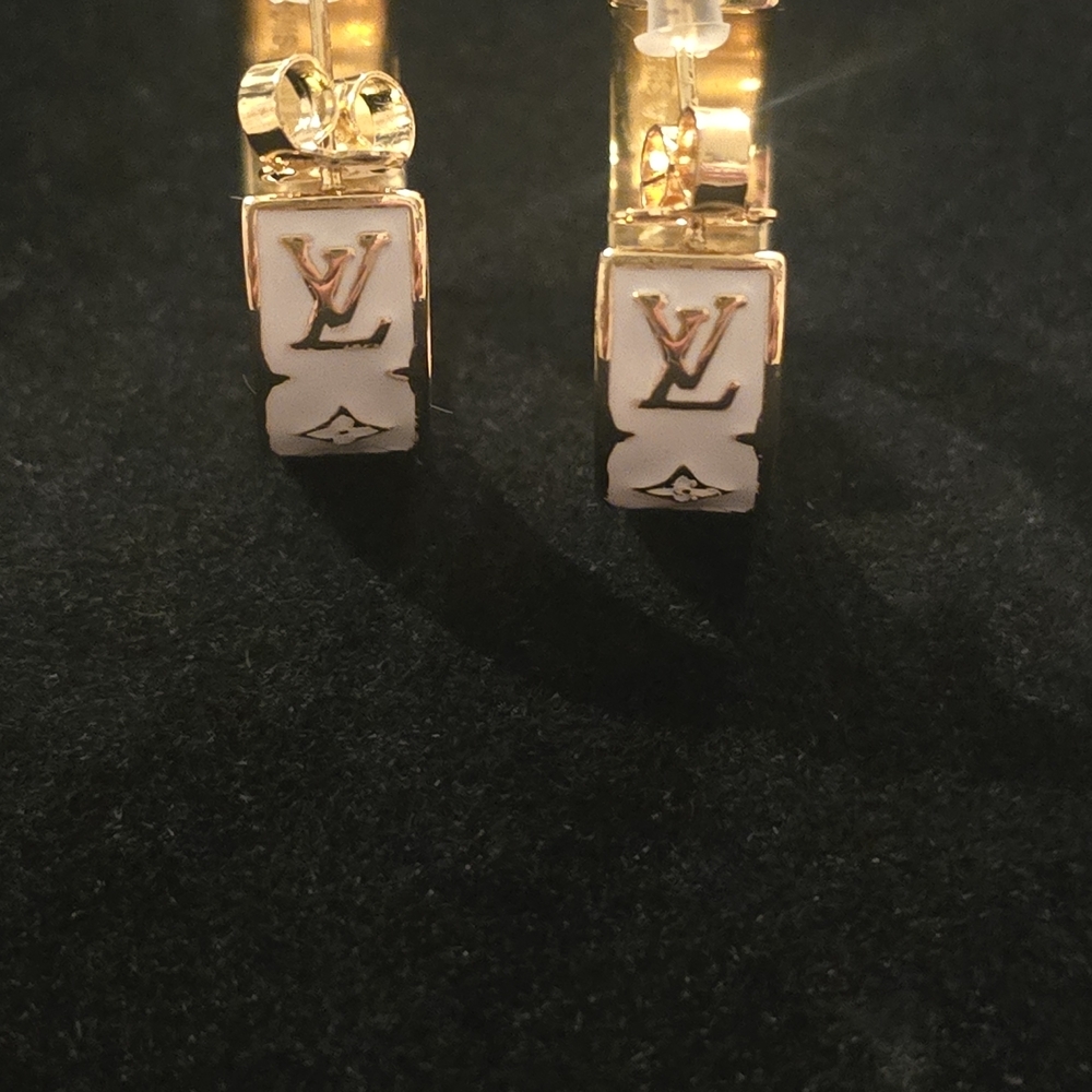 Gold and White Designer Earrings - Picture 3 of 13